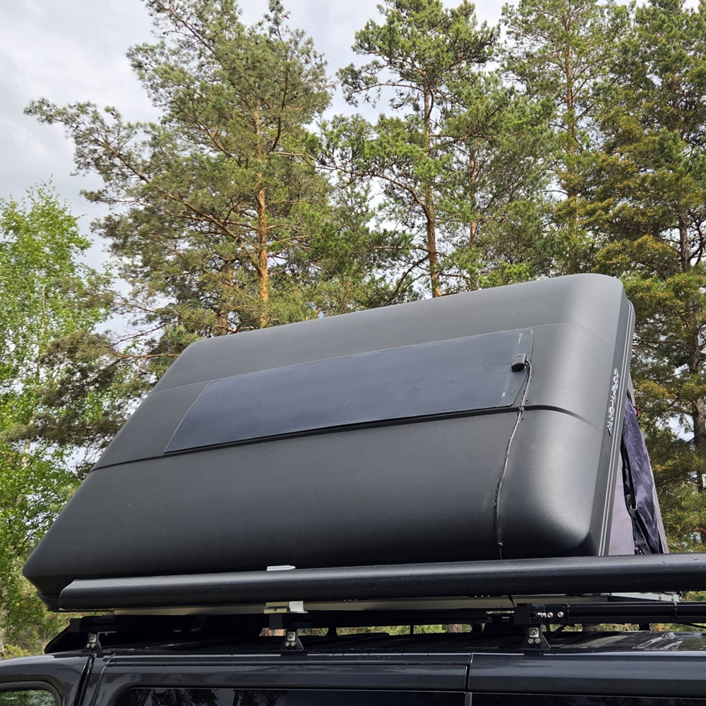 iKamper Skycamp rooftop tent with 110W flexible solar panel